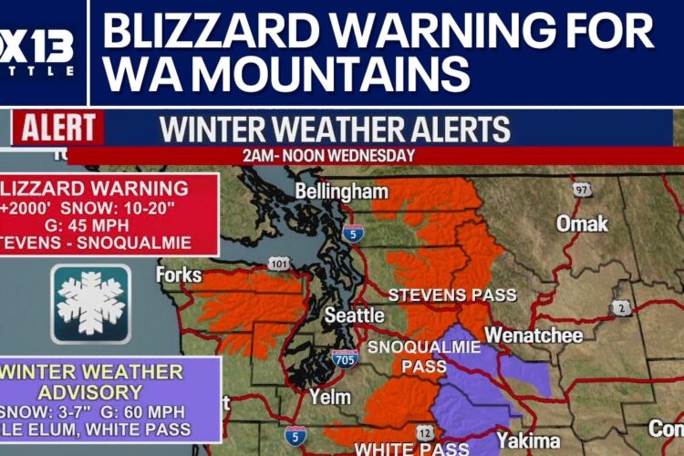 Blizzard warning issued for Cascades, Olympics | FOX 13 Seattle