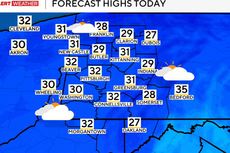 Pittsburgh looking at another round of light snow and cold air through the rest of the week